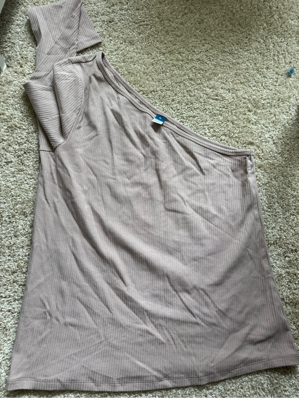 Old Navy One-Shoulder Ribbed Knit Dress in Taupe